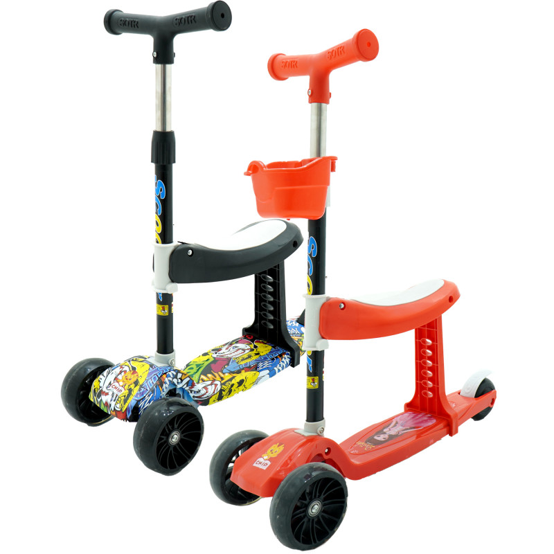 Kids Folding Scooter for Boys and Girls with Led and Chair (2388-1)