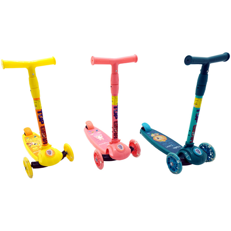 Top Gear TG 625 Pink Kids Foldable 3 Wheels Kick Scooter with Music and Light