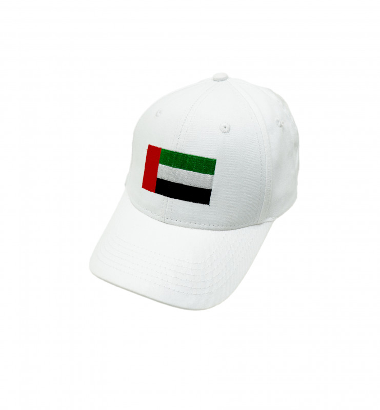 Malahi Land UAE Flag Embroidered Cap - White